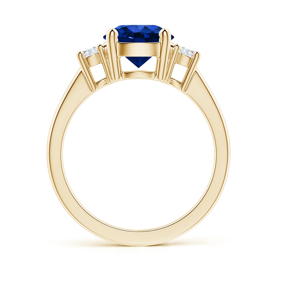 8mm Lab-Grown Prong-Set Round 3 Stone Blue Sapphire and Diamond Ring in 18K Yellow Gold side 199