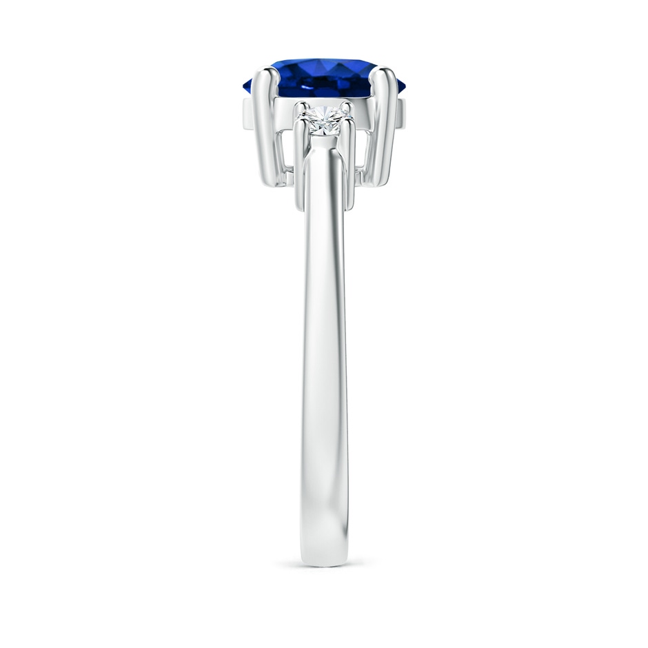 8mm AAAA Prong-Set Round 3 Stone Blue Sapphire and Diamond Ring in P950 Platinum side 299