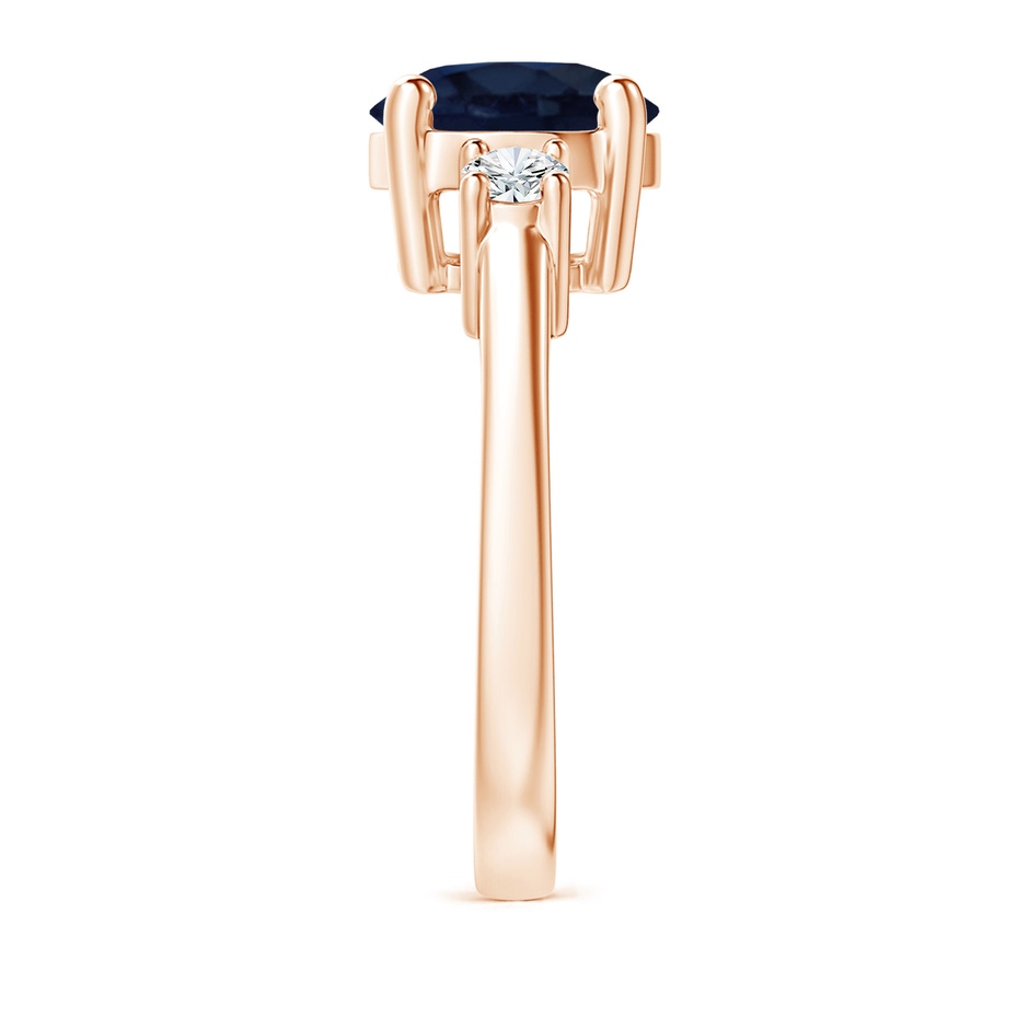 9mm A Prong-Set Round 3 Stone Blue Sapphire and Diamond Ring in Rose Gold side 299