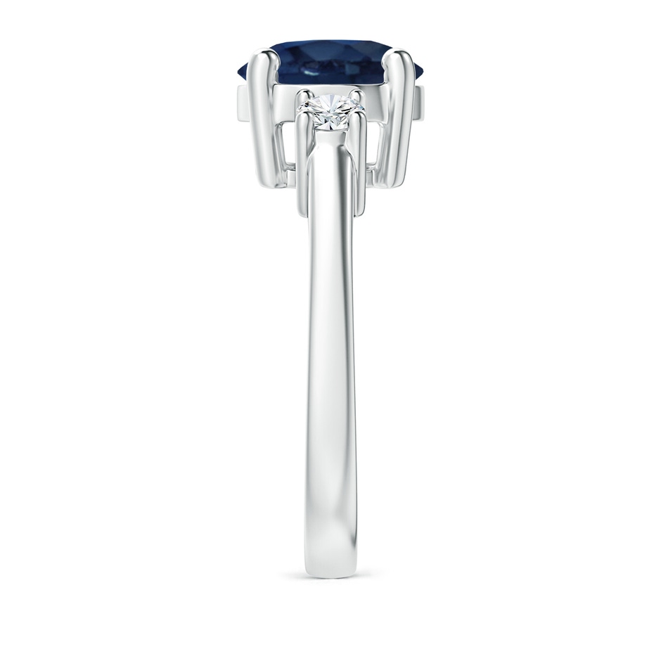 9mm AA Prong-Set Round 3 Stone Blue Sapphire and Diamond Ring in P950 Platinum side 299