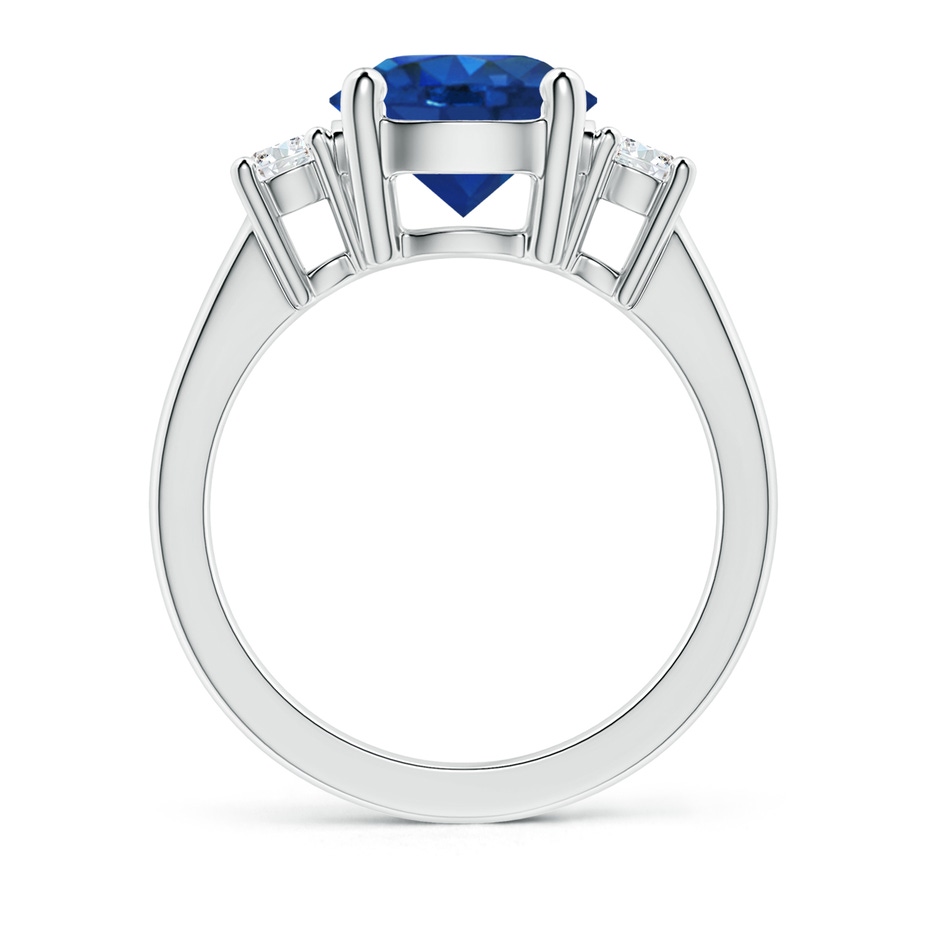 9mm AAA Prong-Set Round 3 Stone Blue Sapphire and Diamond Ring in S999 Silver side 199