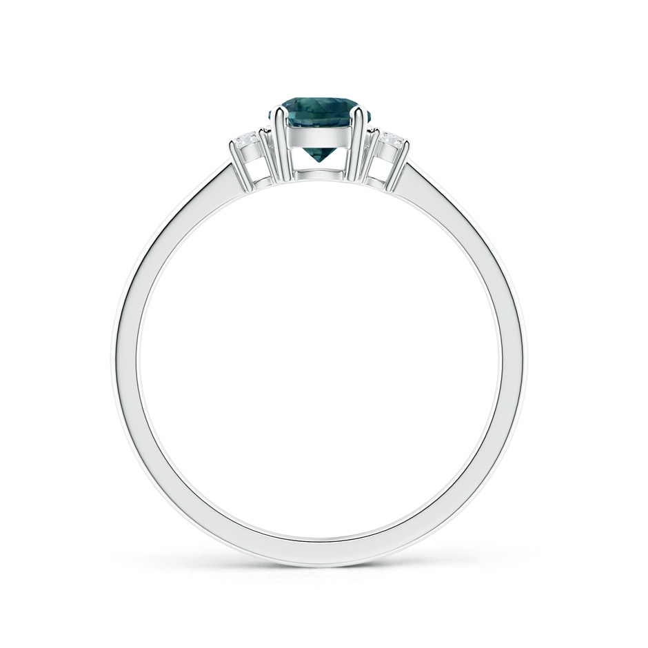 5mm AAA Prong-Set Round 3 Stone Teal Montana Sapphire and Diamond Ring in 10K White Gold side 1