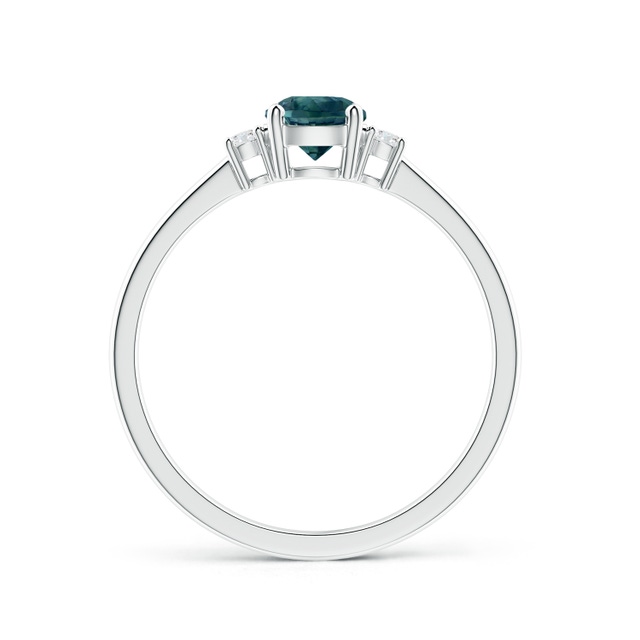 Prong-Set Round 3 Stone Teal Montana Sapphire and Diamond Ring