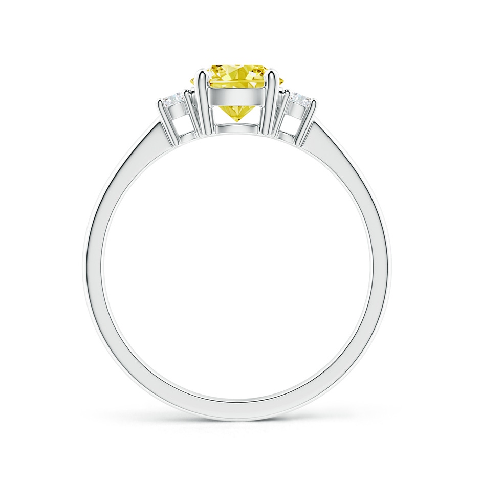 6.2mm AAAA Prong-Set Round 3 Stone Fancy Intense Yellow and White Diamond Ring in P950 Platinum side 199