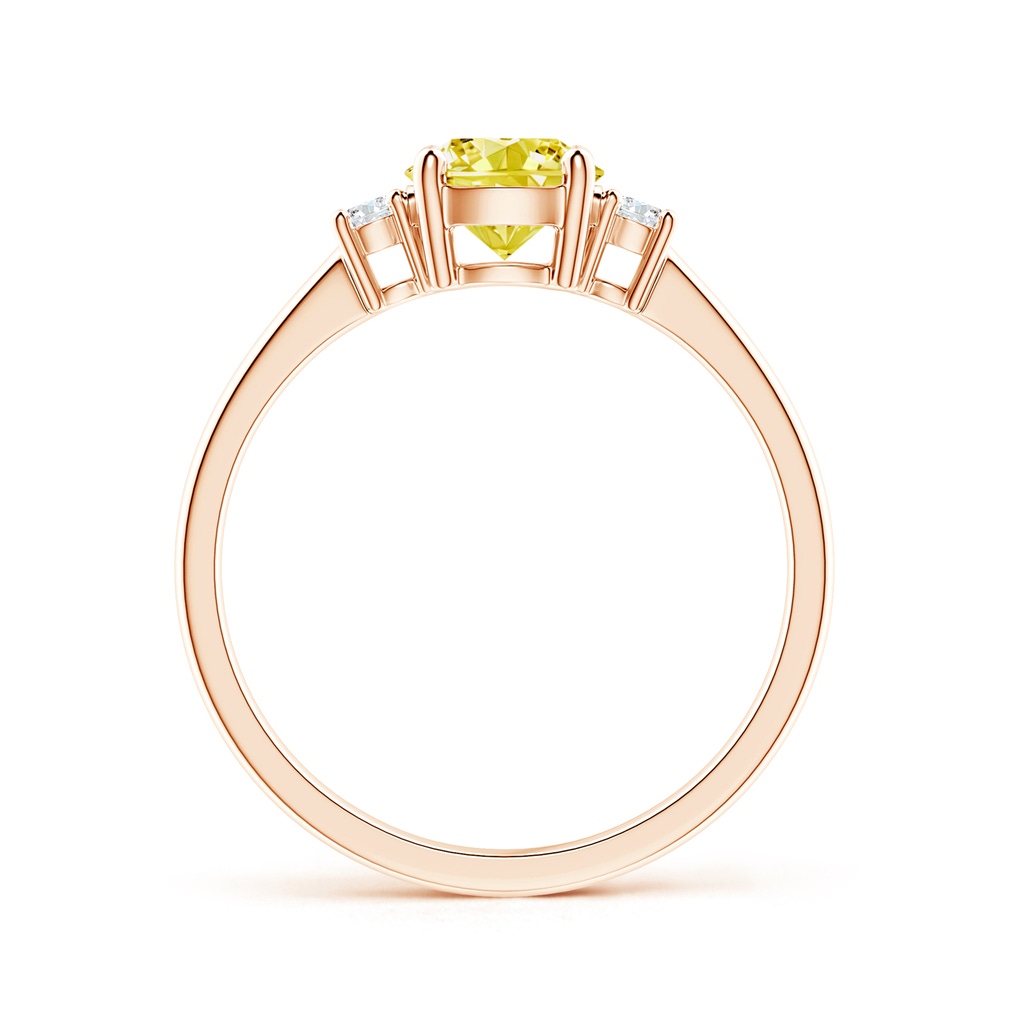 6.2mm AAAA Prong-Set Round 3 Stone Fancy Intense Yellow and White Diamond Ring in Rose Gold - side 199
