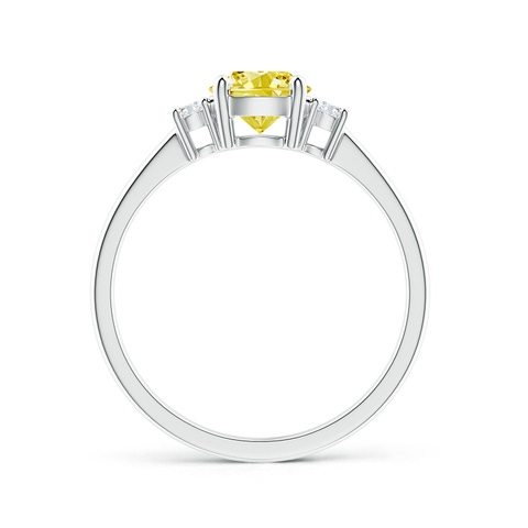 6.2mm AAAA Prong-Set Round 3 Stone Fancy Intense Yellow and White Diamond Ring in S999 Silver