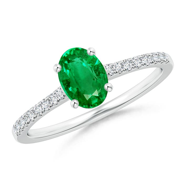 AAA - Emerald / 0.82 CT / 14 KT White Gold