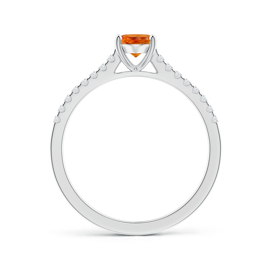 7x5mm AAA Classic Oval Spessartite Ring with Diamond Studded Shank in White Gold Side-1