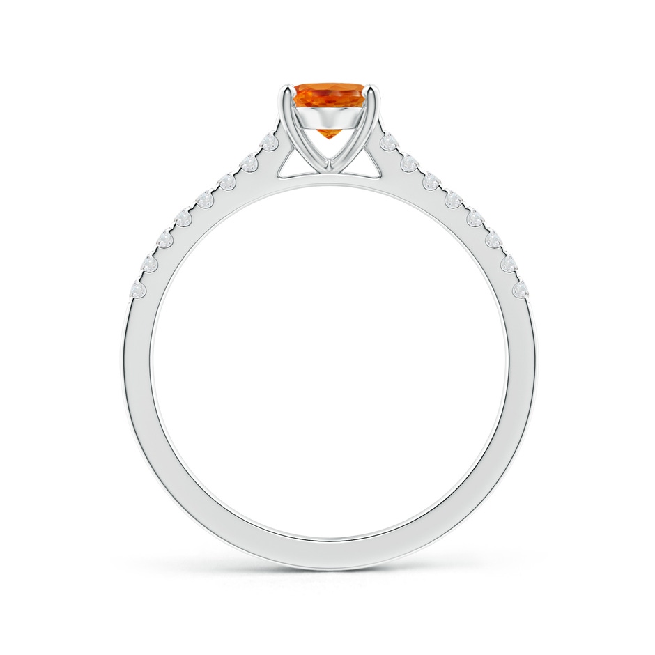 7x5mm AAA Classic Oval Spessartite Ring with Diamond Studded Shank in White Gold side-1