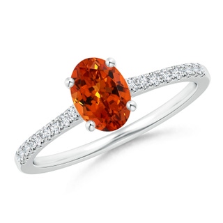 7x5mm AAAA Classic Oval Spessartite Ring with Diamond Studded Shank in P950 Platinum