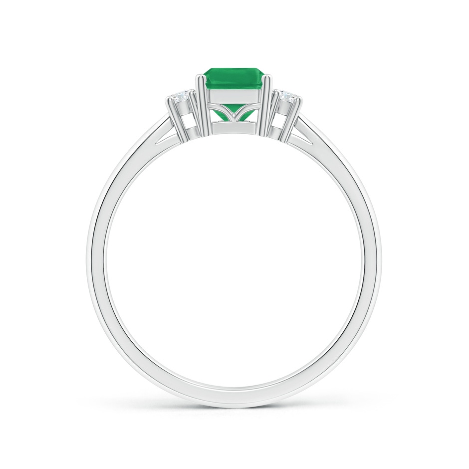 7x5mm A Classic Emerald-Cut Emerald & Round Diamond Three Stone Ring in P950 Platinum side 199