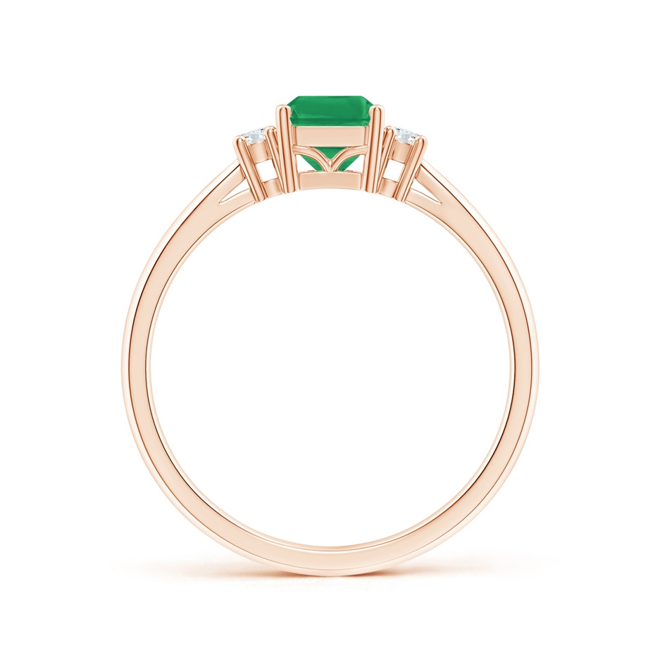 7x5mm A Classic Emerald-Cut Emerald & Round Diamond Three Stone Ring in Rose Gold side 199