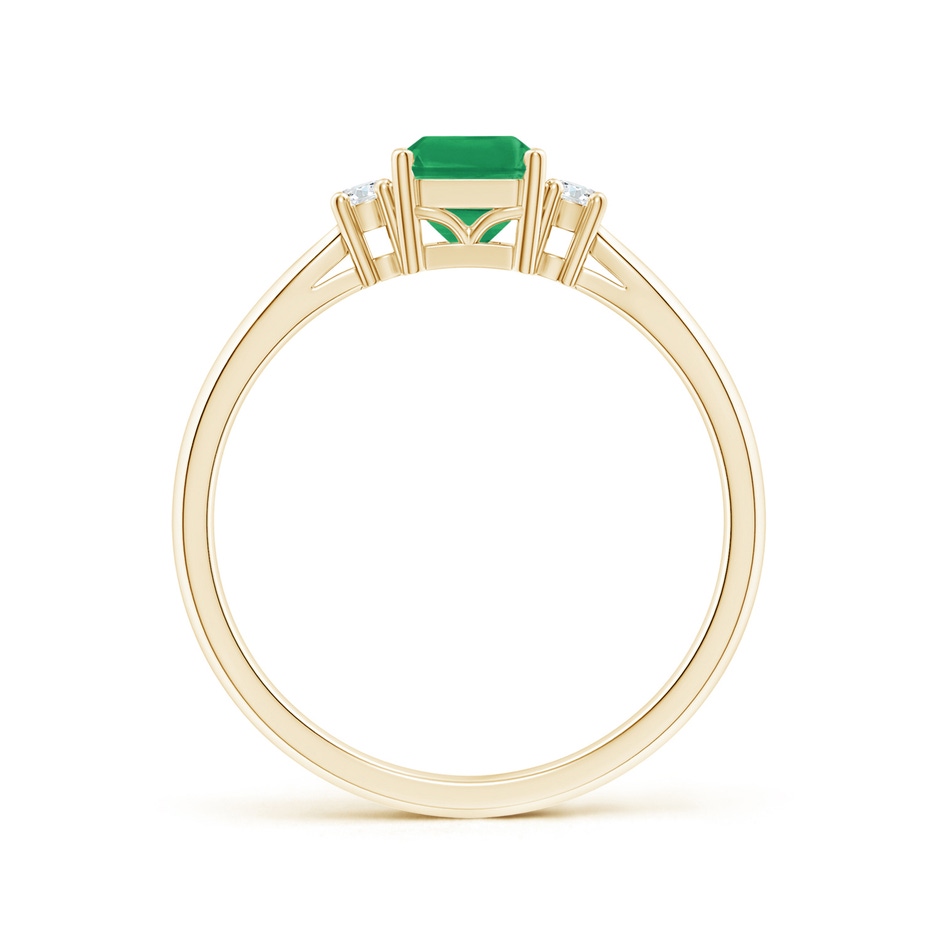 7x5mm A Classic Emerald-Cut Emerald & Round Diamond Three Stone Ring in Yellow Gold side 199