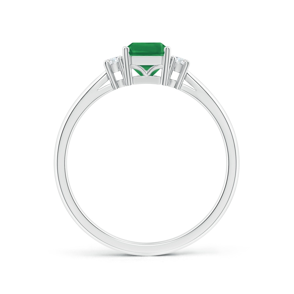 7x5mm AA Classic Emerald-Cut Emerald & Round Diamond Three Stone Ring in P950 Platinum side 199