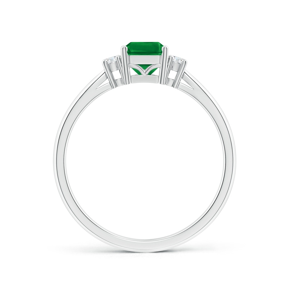 7x5mm AAA Classic Emerald-Cut Emerald & Round Diamond Three Stone Ring in P950 Platinum side 199