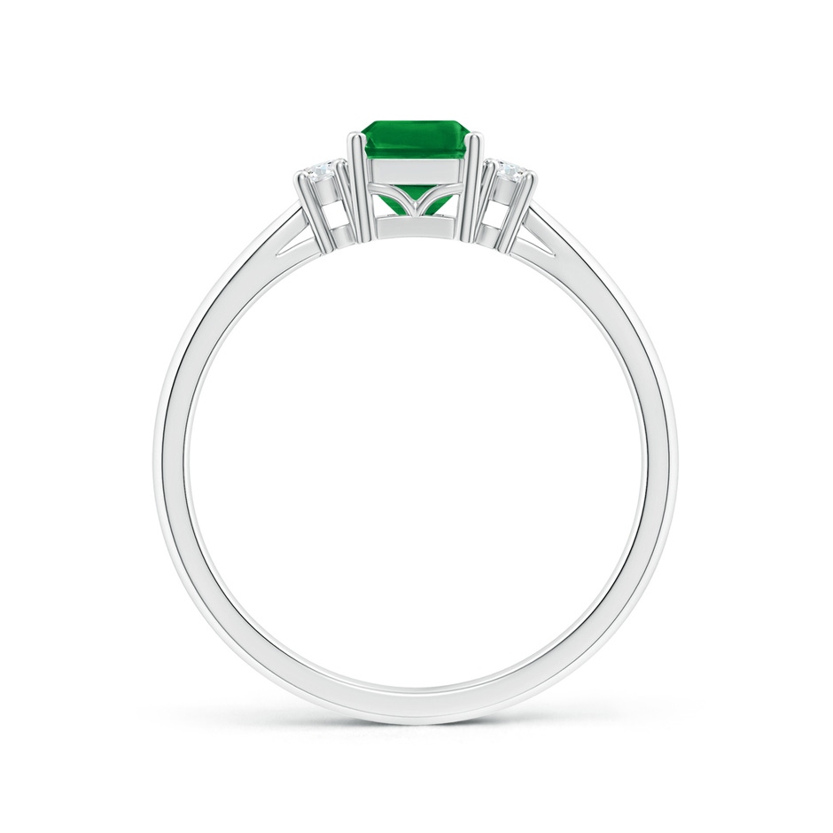 7x5mm AAA Classic Emerald-Cut Emerald & Round Diamond Three Stone Ring in White Gold side 199