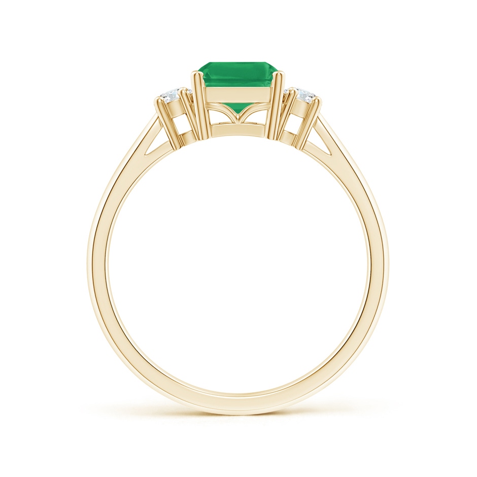 8x6mm A Classic Emerald-Cut Emerald & Round Diamond Three Stone Ring in 10K Yellow Gold side 199