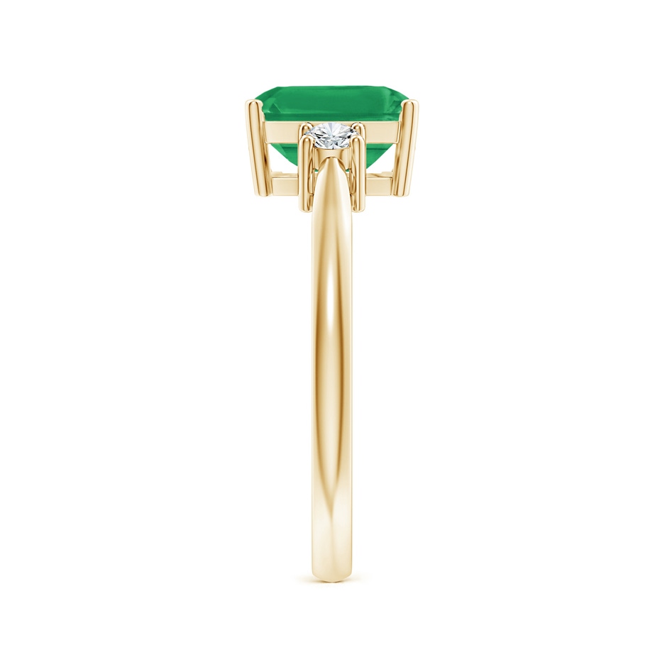 8x6mm A Classic Emerald-Cut Emerald & Round Diamond Three Stone Ring in 10K Yellow Gold side 299