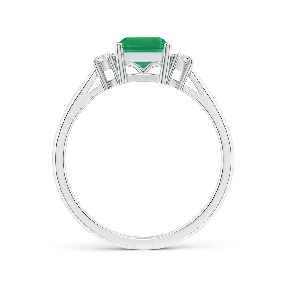 8x6mm A Classic Emerald-Cut Emerald & Round Diamond Three Stone Ring in White Gold side 199