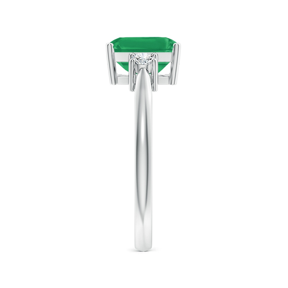 8x6mm A Classic Emerald-Cut Emerald & Round Diamond Three Stone Ring in White Gold side 299