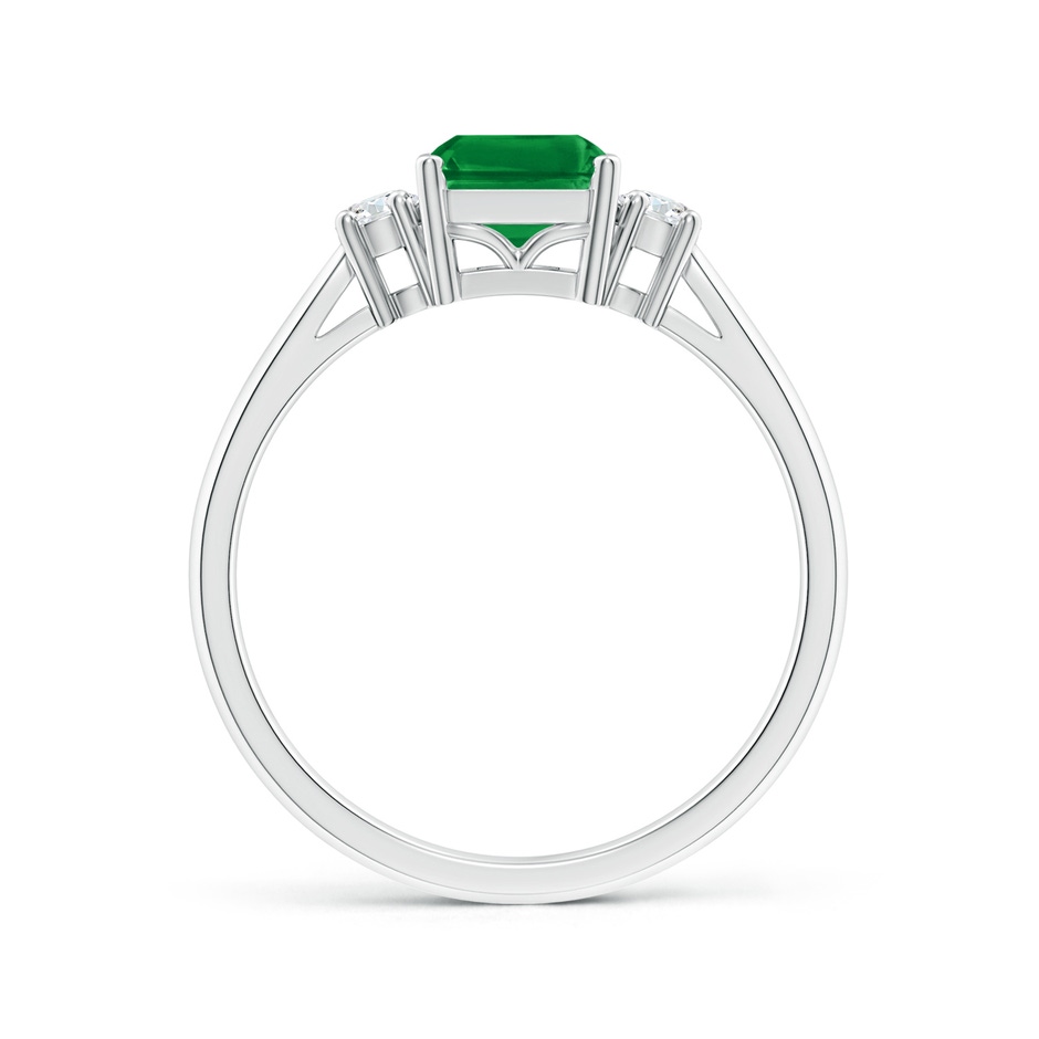 8x6mm AAA Classic Emerald-Cut Emerald & Round Diamond Three Stone Ring in White Gold side 199