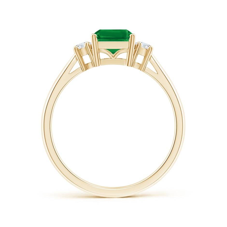 8x6mm AAA Classic Emerald-Cut Emerald & Round Diamond Three Stone Ring in Yellow Gold side 199