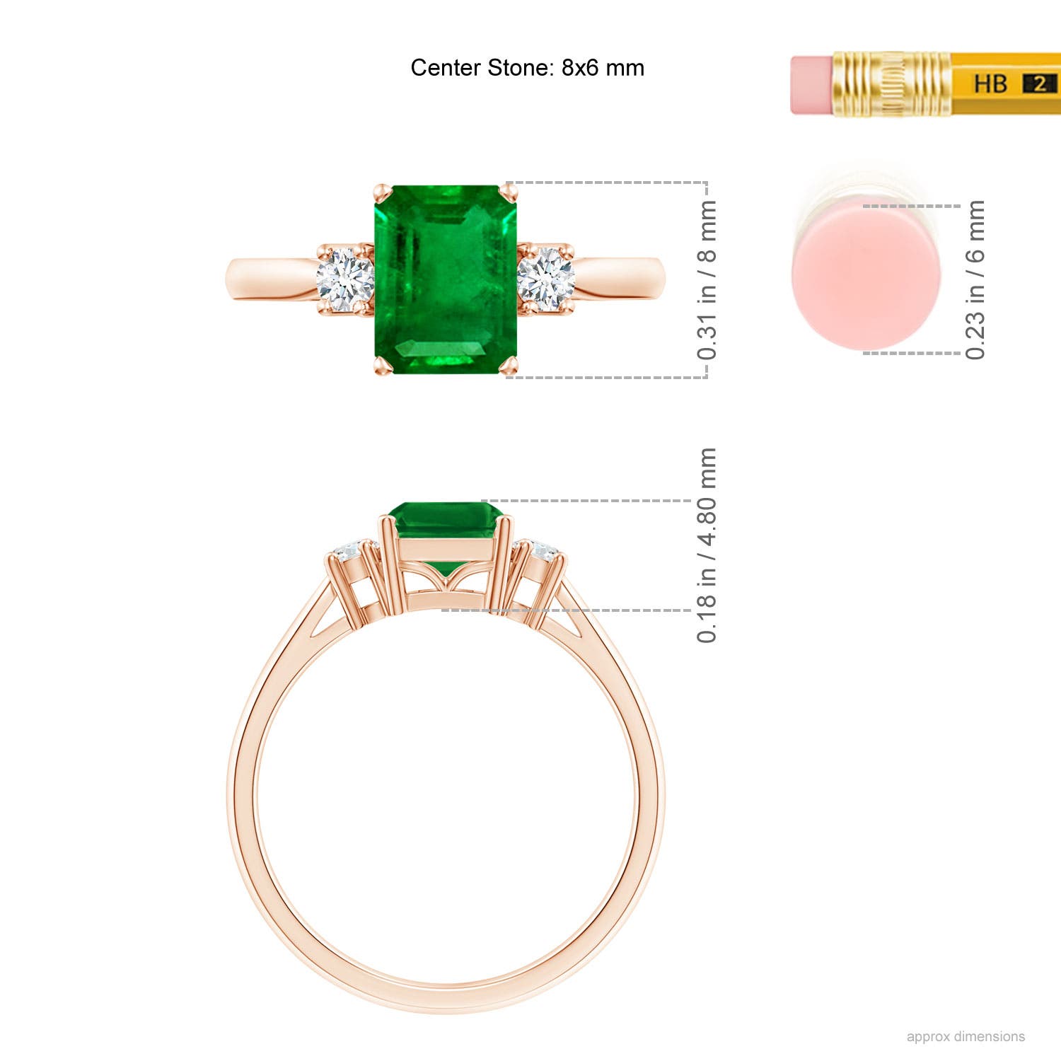 Premium - Lab-Grown Emerald / 1.66 CT / 14 KT Rose Gold