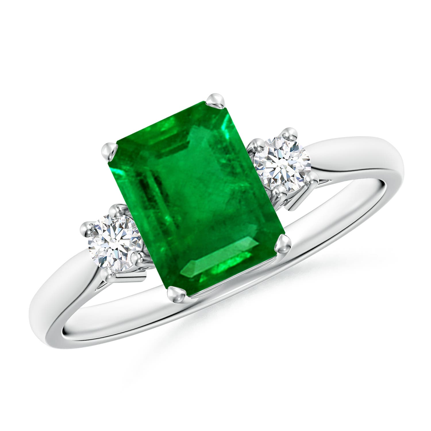 Premium - Lab-Grown Emerald / 1.66 CT / 14 KT White Gold