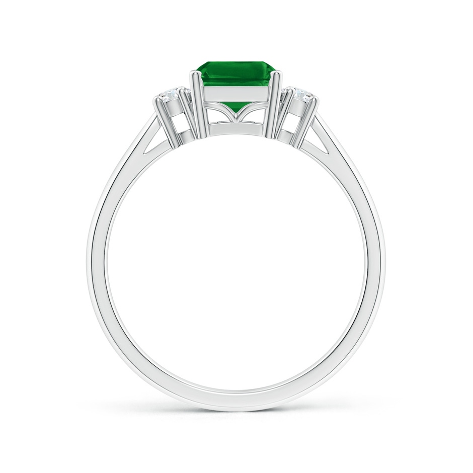 8x6mm AAAA Classic Emerald-Cut Emerald & Round Diamond Three Stone Ring in White Gold side 199