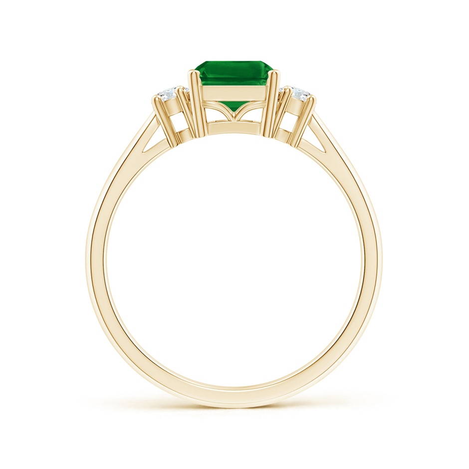 8x6mm AAAA Classic Emerald-Cut Emerald & Round Diamond Three Stone Ring in Yellow Gold side 199