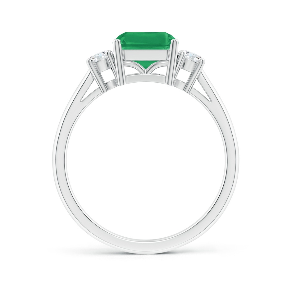 9x7mm A Classic Emerald-Cut Emerald & Round Diamond Three Stone Ring in White Gold side 199