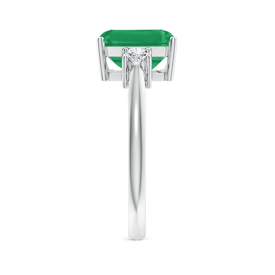 9x7mm A Classic Emerald-Cut Emerald & Round Diamond Three Stone Ring in White Gold side 299
