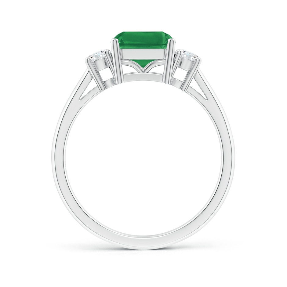 9x7mm AA Classic Emerald-Cut Emerald & Round Diamond Three Stone Ring in P950 Platinum side 199