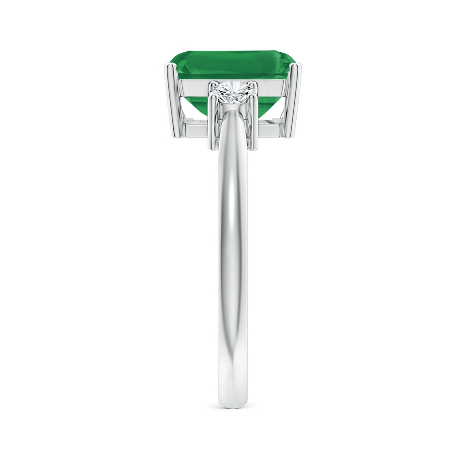 9x7mm AA Classic Emerald-Cut Emerald & Round Diamond Three Stone Ring in P950 Platinum side 299