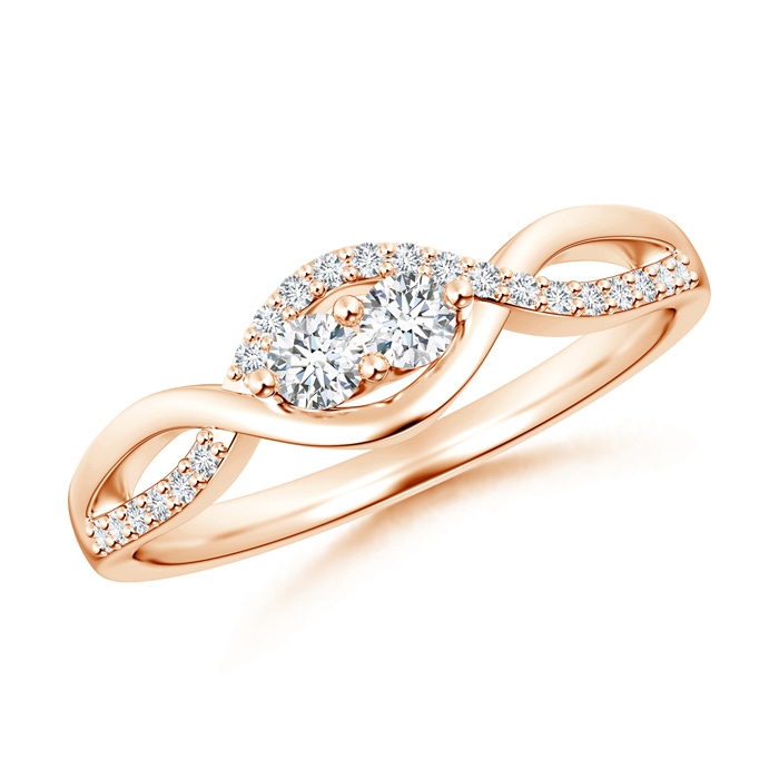 2.7mm GVS2 Two Stone Diamond Infinity Twist Engagement Ring in Rose Gold