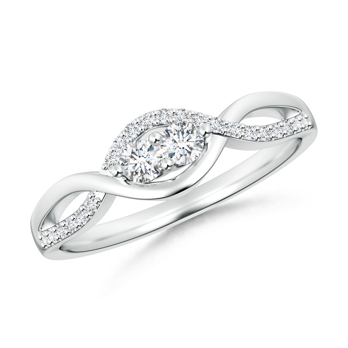2.7mm GVS2 Two Stone Diamond Infinity Twist Engagement Ring in White Gold 
