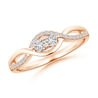2.7mm HSI2 Two Stone Diamond Infinity Twist Engagement Ring in Rose Gold