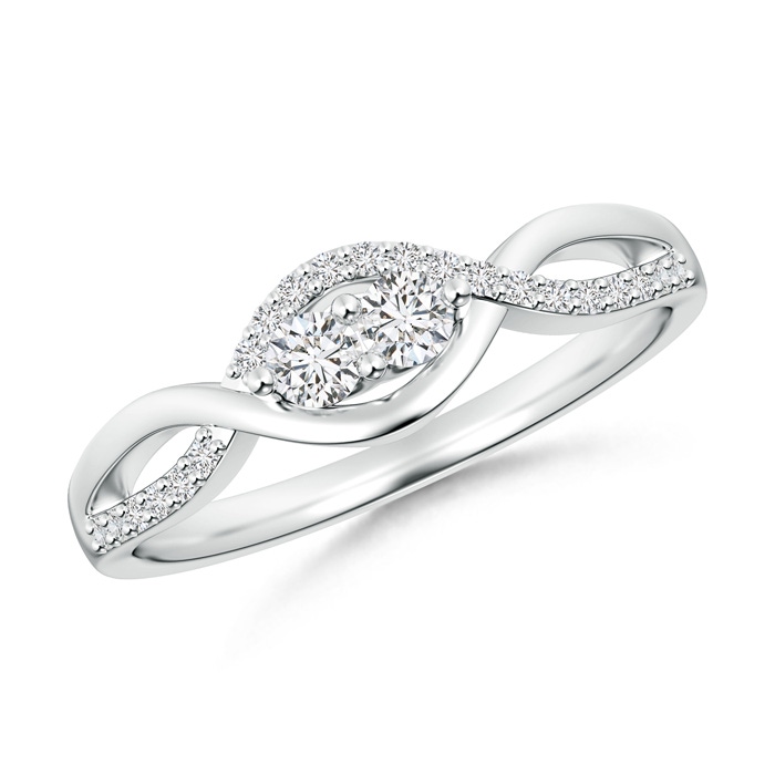 2.7mm HSI2 Two Stone Diamond Infinity Twist Engagement Ring in White Gold 