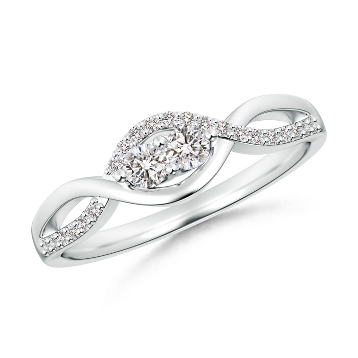 2.7mm IJI1I2 Two Stone Diamond Infinity Twist Engagement Ring in White Gold 