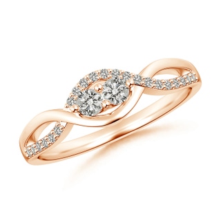 2.7mm KI3 Two Stone Diamond Infinity Twist Engagement Ring in 9K Rose Gold