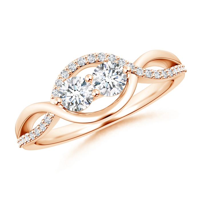 3.8mm GVS2 Two Stone Diamond Infinity Twist Engagement Ring in Rose Gold 
