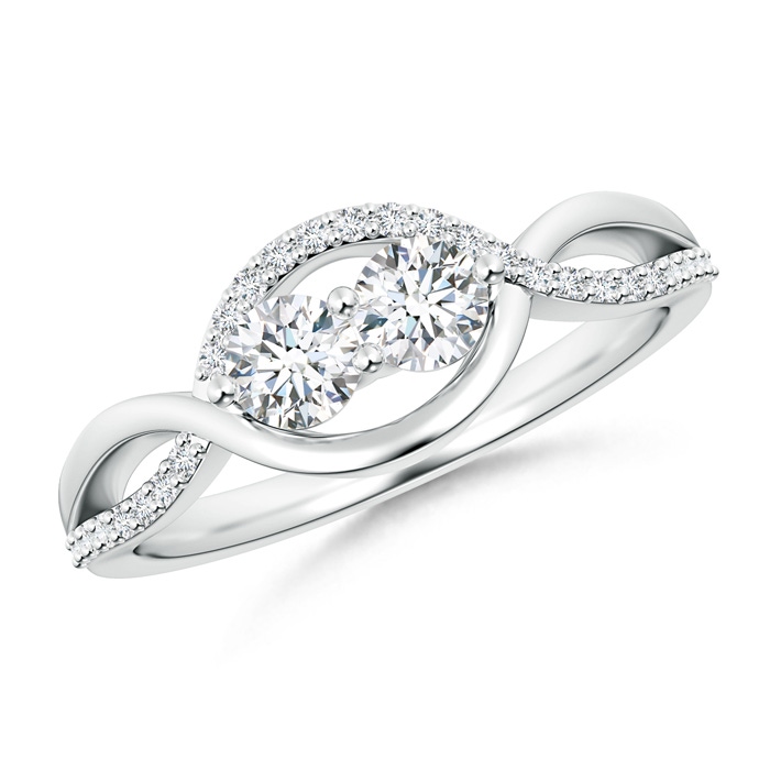 3.8mm GVS2 Two Stone Diamond Infinity Twist Engagement Ring in White Gold 