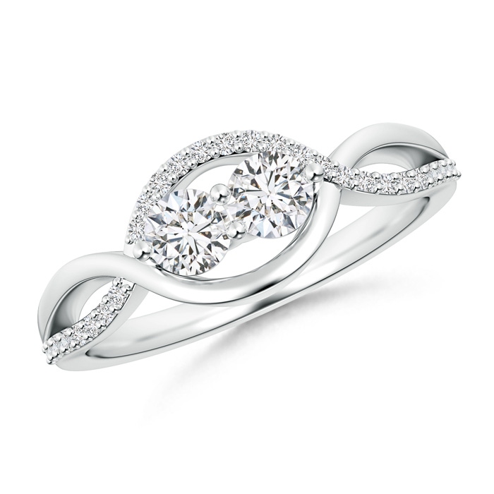 3.8mm HSI2 Two Stone Diamond Infinity Twist Engagement Ring in White Gold 