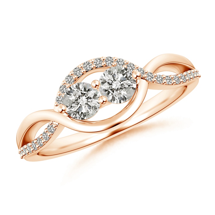 3.8mm KI3 Two Stone Diamond Infinity Twist Engagement Ring in Rose Gold 