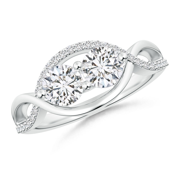 5mm HSI2 Two Stone Diamond Infinity Twist Engagement Ring in P950 Platinum 