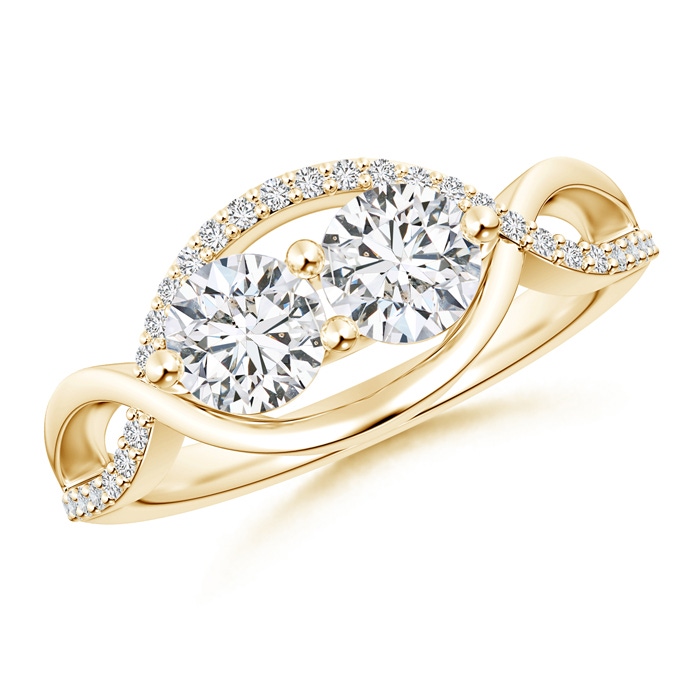 5mm HSI2 Two Stone Diamond Infinity Twist Engagement Ring in Yellow Gold 