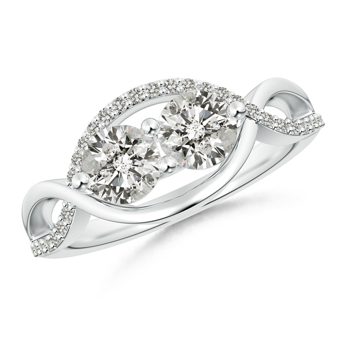 5mm KI3 Two Stone Diamond Infinity Twist Engagement Ring in White Gold 