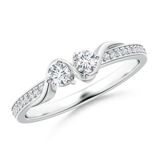 3mm GVS2 Two Stone Twist Diamond Ring with Prong-Set in White Gold