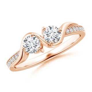 4mm GVS2 Two Stone Twist Diamond Ring with Prong-Set in Rose Gold