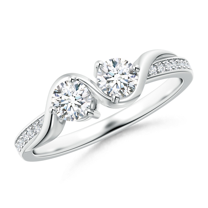 4mm GVS2 Two Stone Twist Diamond Ring with Prong-Set in White Gold